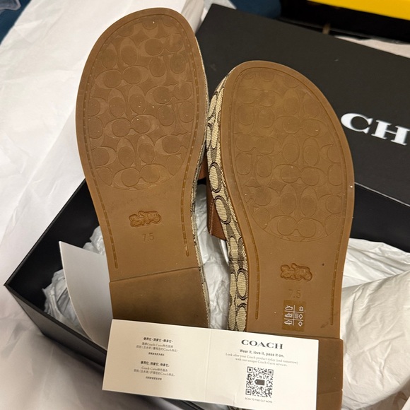 Coach Brown Signature Mules with Gold Accent - Picture 9 of 13